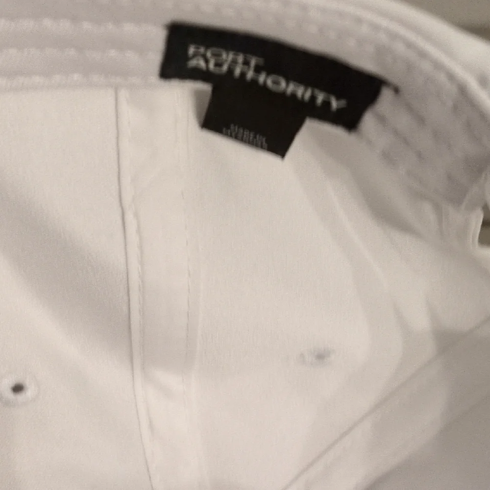 Port Authority White Cap with Black Label - Picture 2 of 3